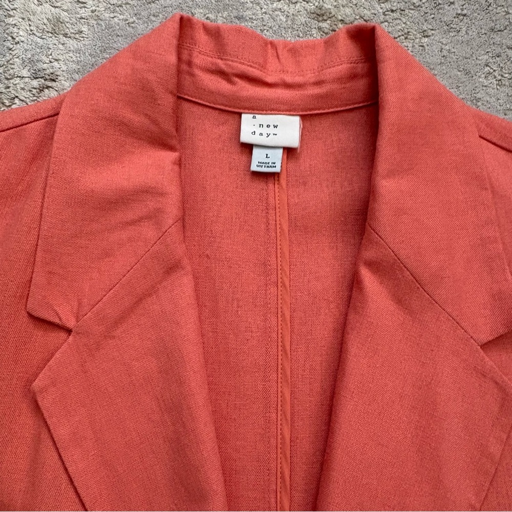Linen Blend A New Day Women’s Coral Single Button Blazer With Pockets Size Large - Picture 5 of 13